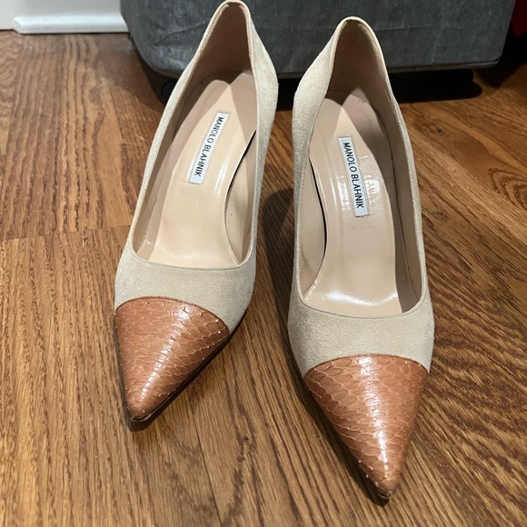 Manolo Blahnik | Shoes | Authentic Beige Snakeskin Manolo Blahnik ...